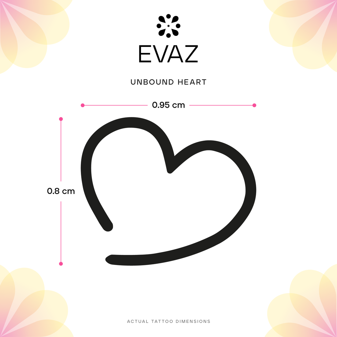 Unbound Heart Tattoo - size-guide