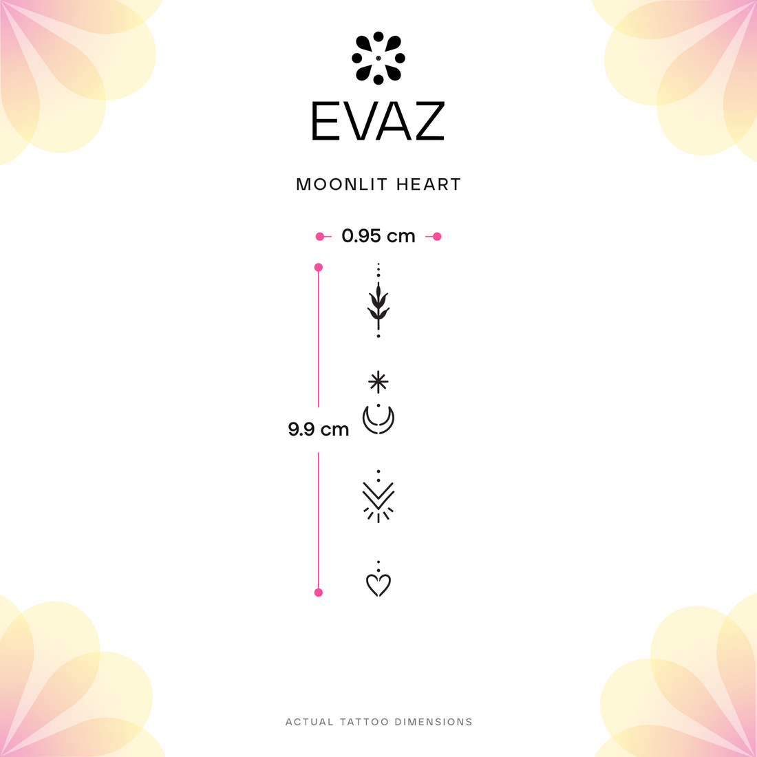 Moonlit Heart Tattoo - size-guide