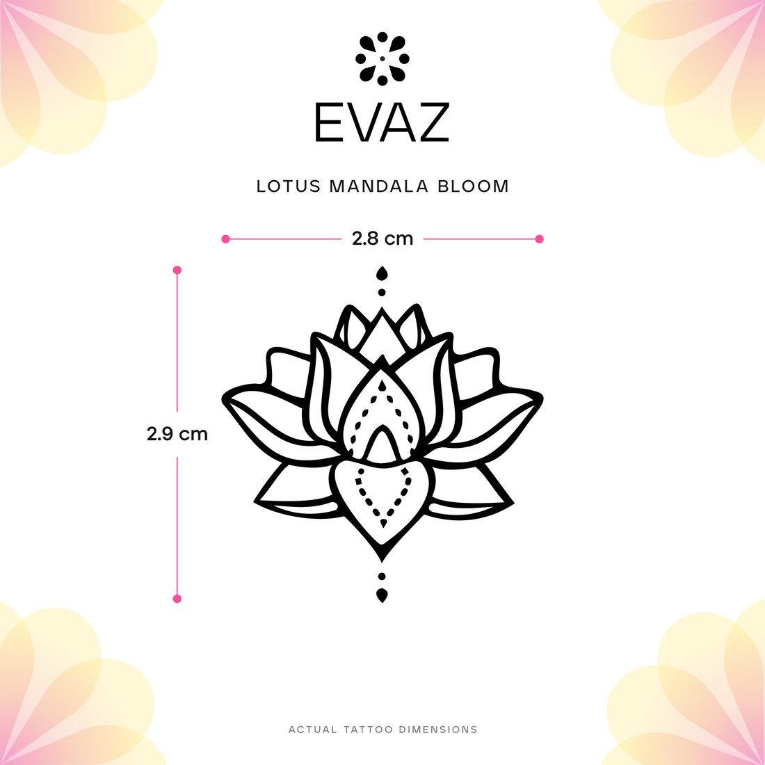 Lotus Mandala Bloom Tattoo - size-guide
