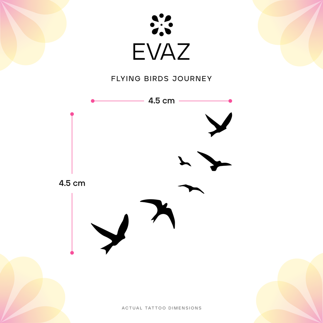 Flying Birds Journey Tattoo - size-guide