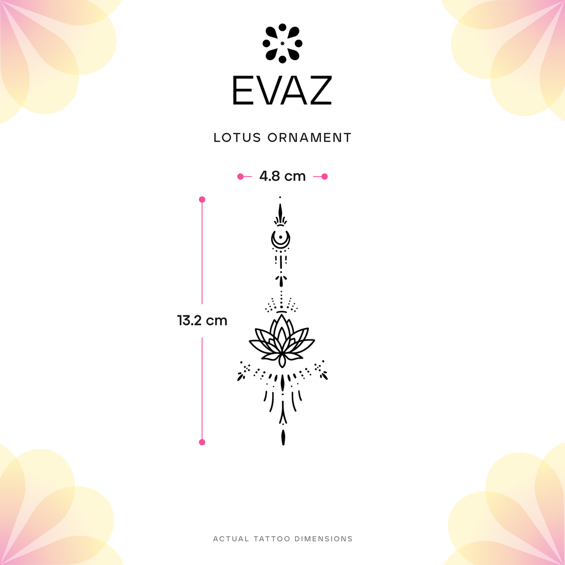 Lotus ornament Tattoo - size-guide