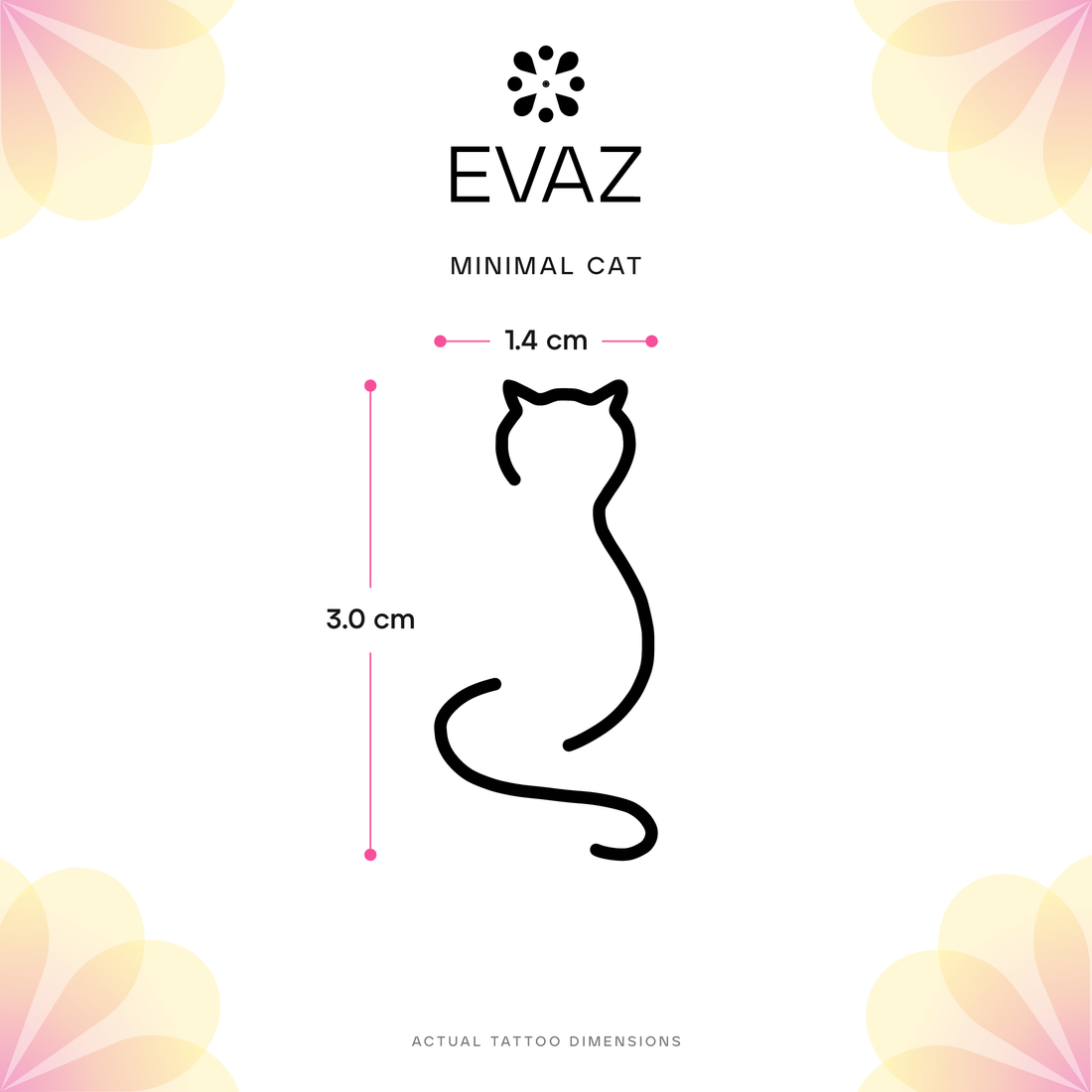 Minimal Cat Tattoo - size-guide