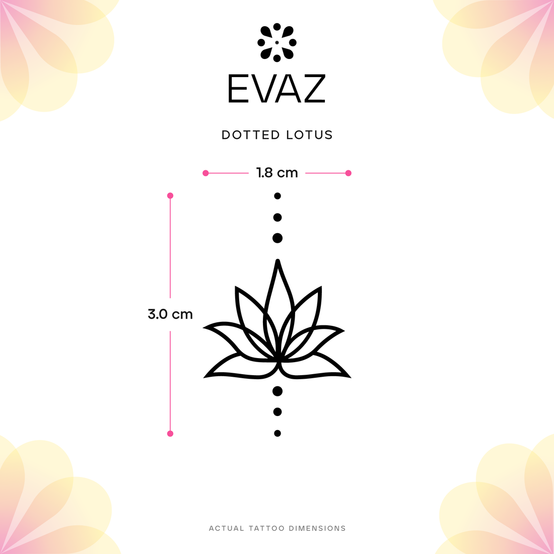 Dotted Lotus Tattoo - size-guide