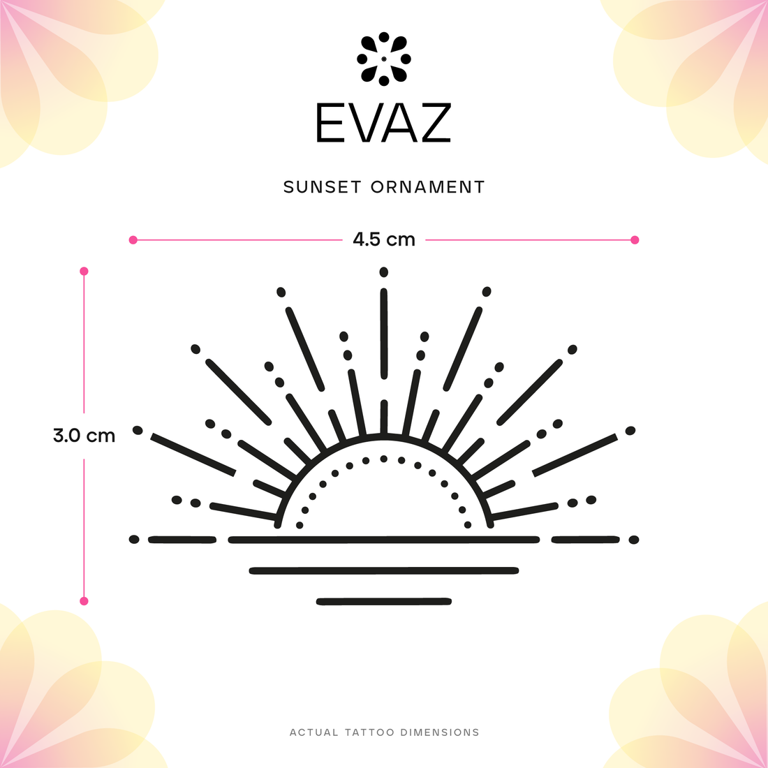 Sunset Ornament Tattoo - size-guide
