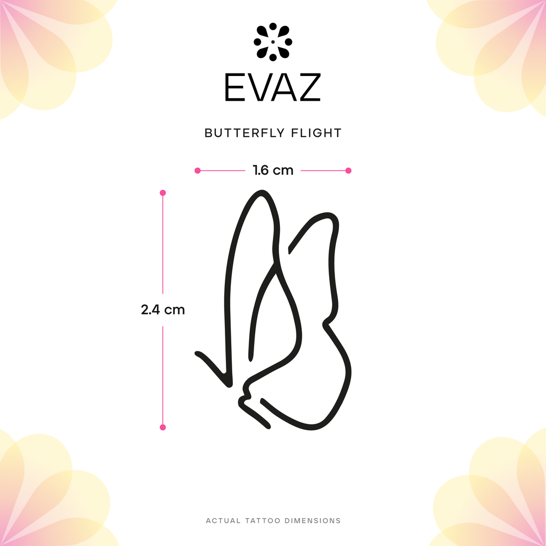Butterfly Flight Tattoo - size-guide