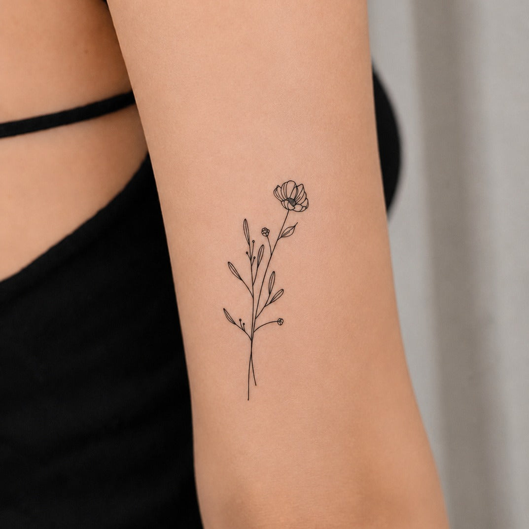 Delicate Poppy Tattoo