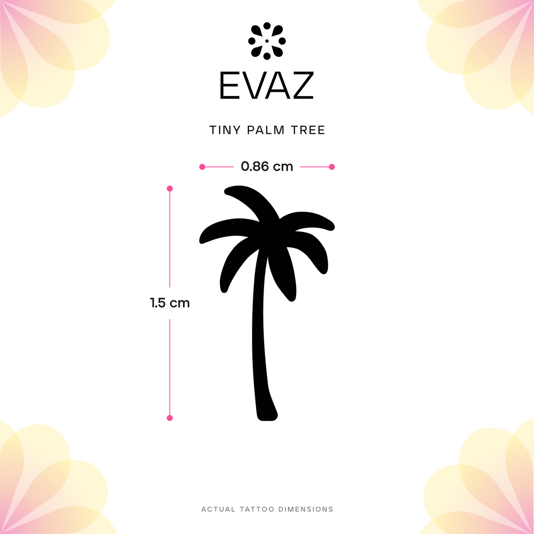 Tiny Palm Tree Tattoo - size-guide