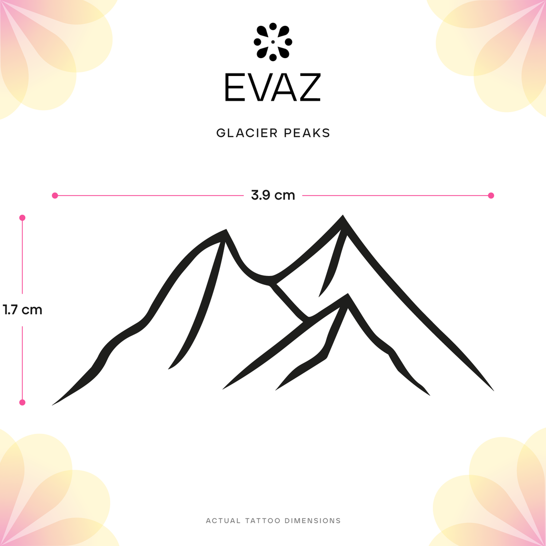 Glacier Peaks Tattoo - size-guide