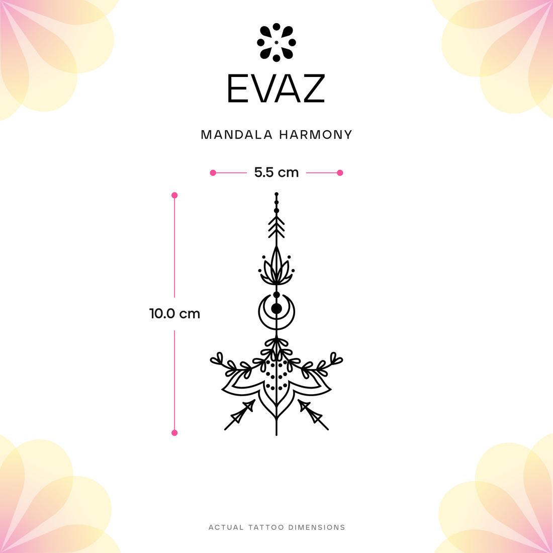 Mandala Harmony Tattoo - size-guide