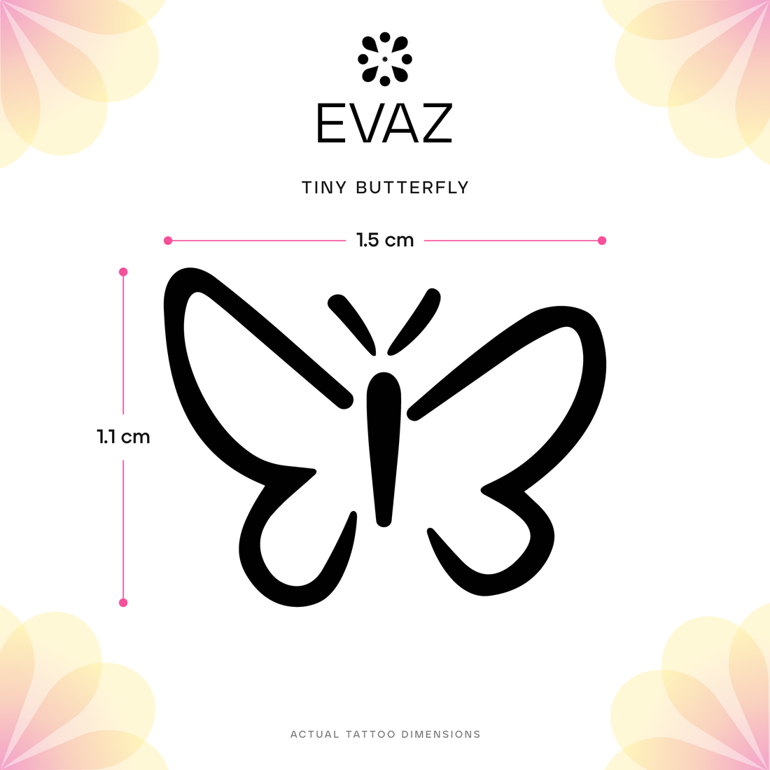 Tiny Butterfly Tattoo - size-guide