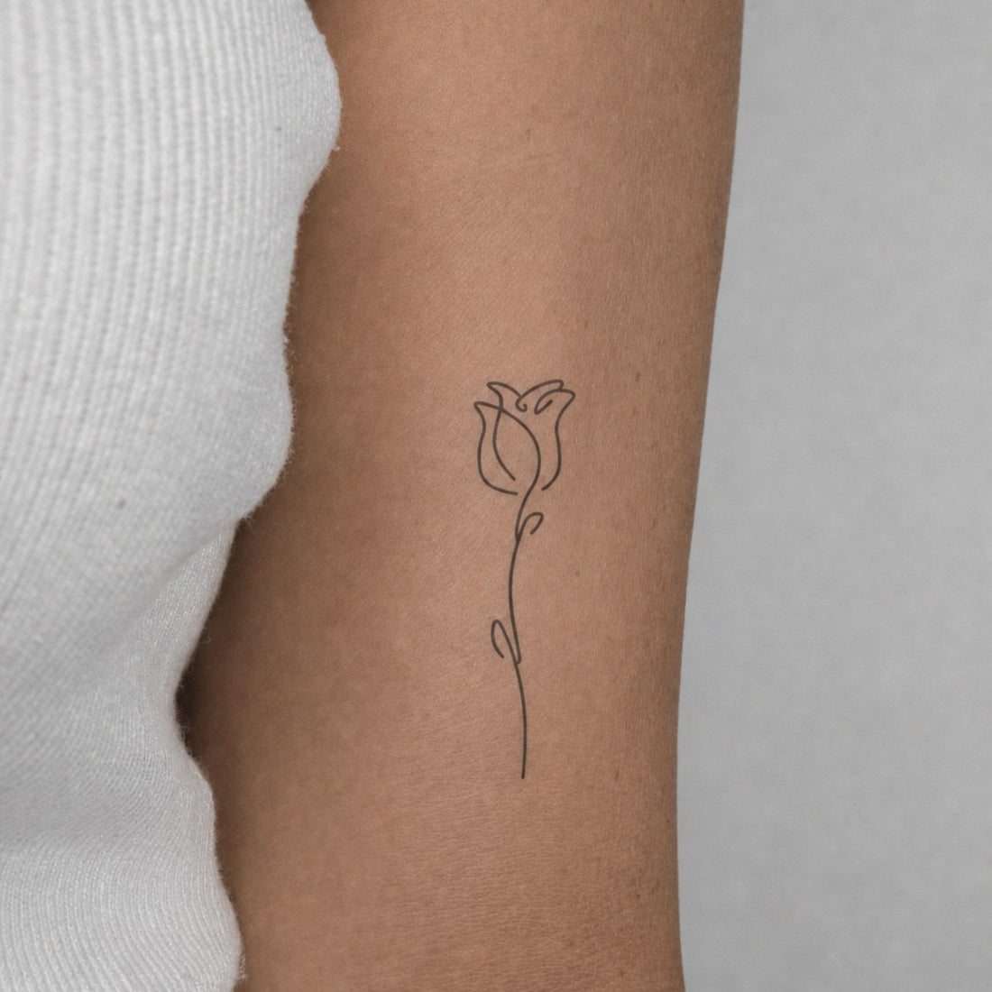 One Line Rose Tattoo
