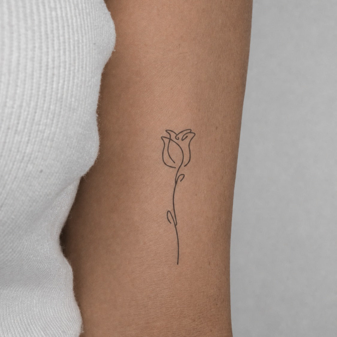 One Line Rose Tattoo