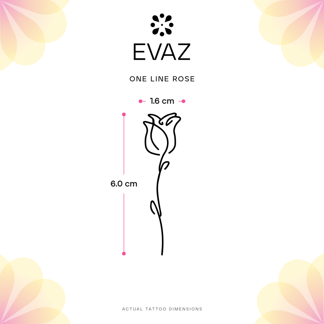 One Line Rose Tattoo - size-guide