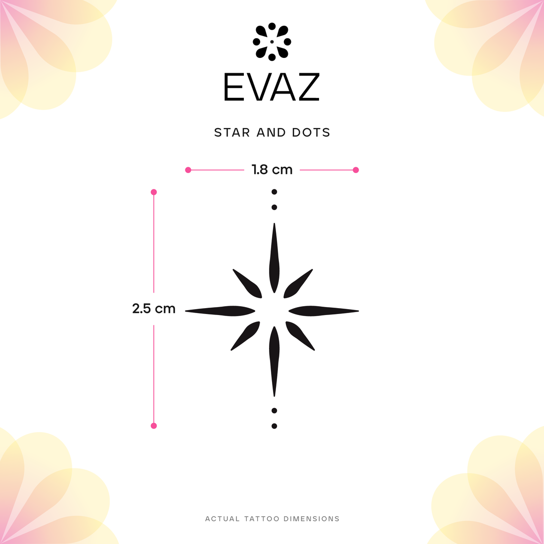 Star and Dots Tattoo - size-guide