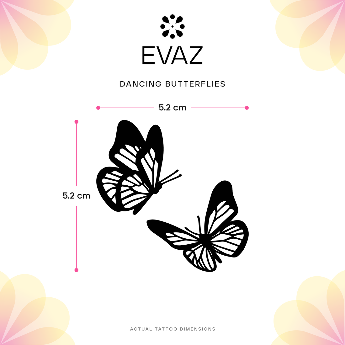 Dancing Butterflies Tattoo - size-guide