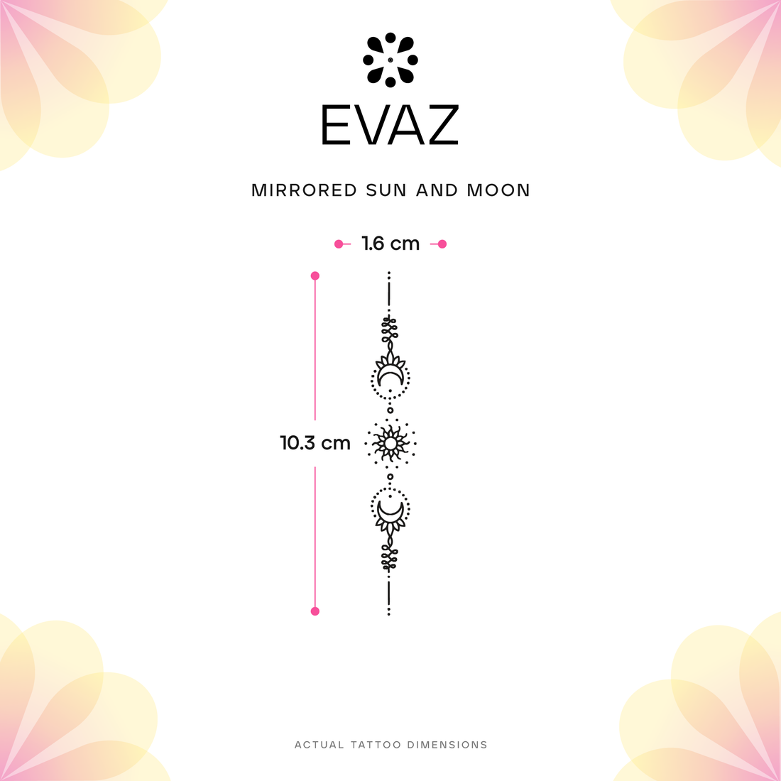 Mirrored Sun and Moon Tattoo - size-guide