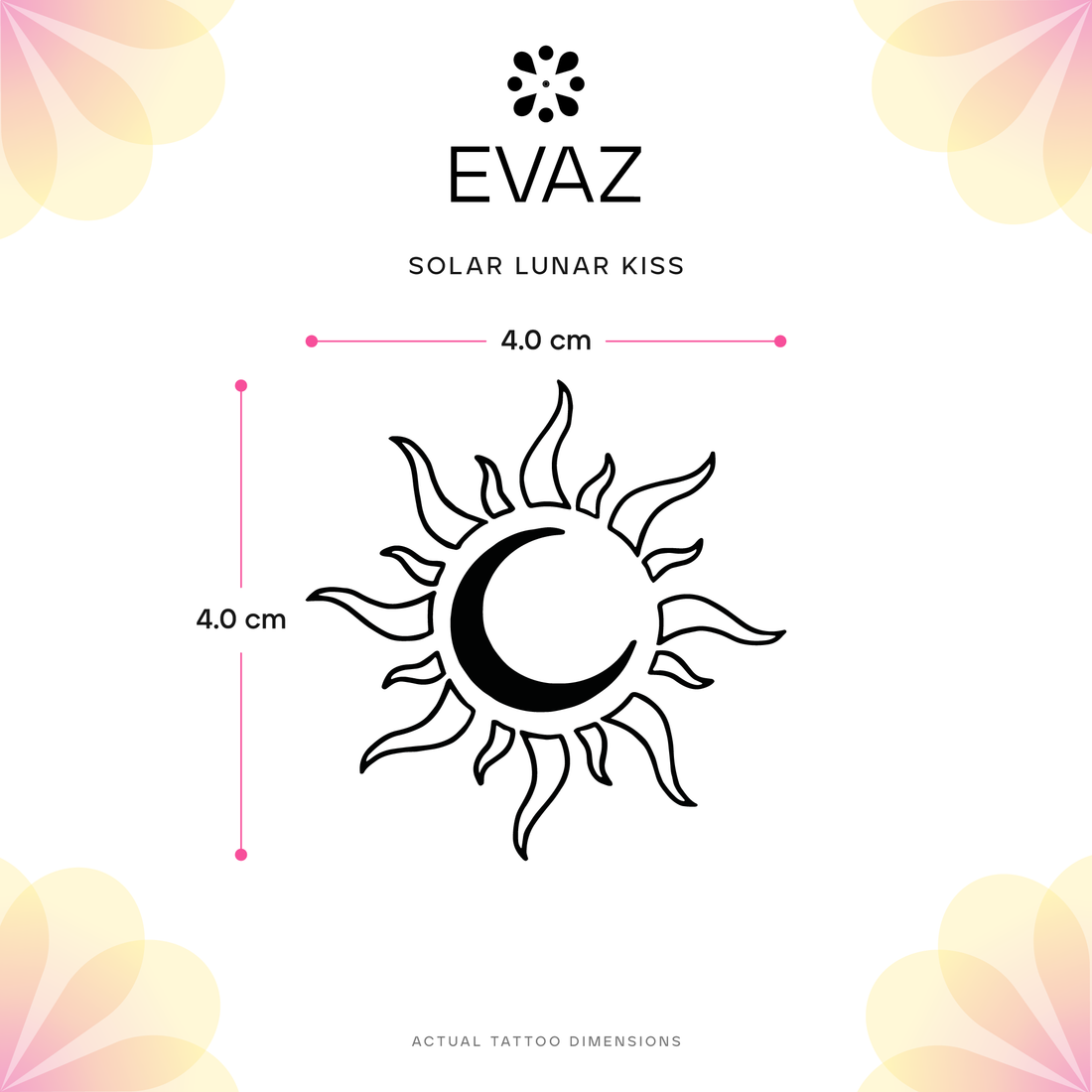 Solar Lunar Kiss Tattoo - size-guide