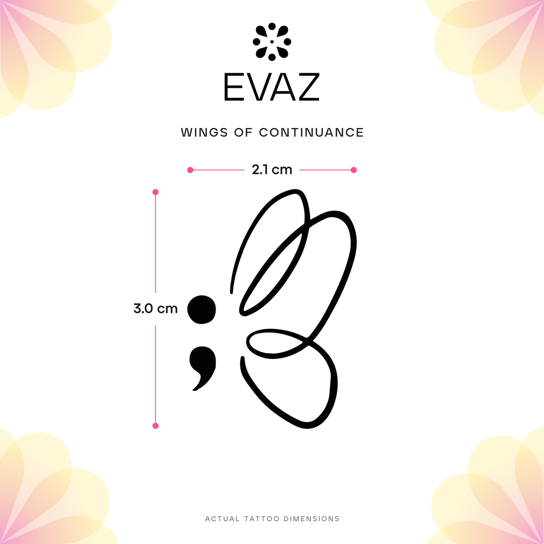 Wings of Continuance Tattoo - size-guide