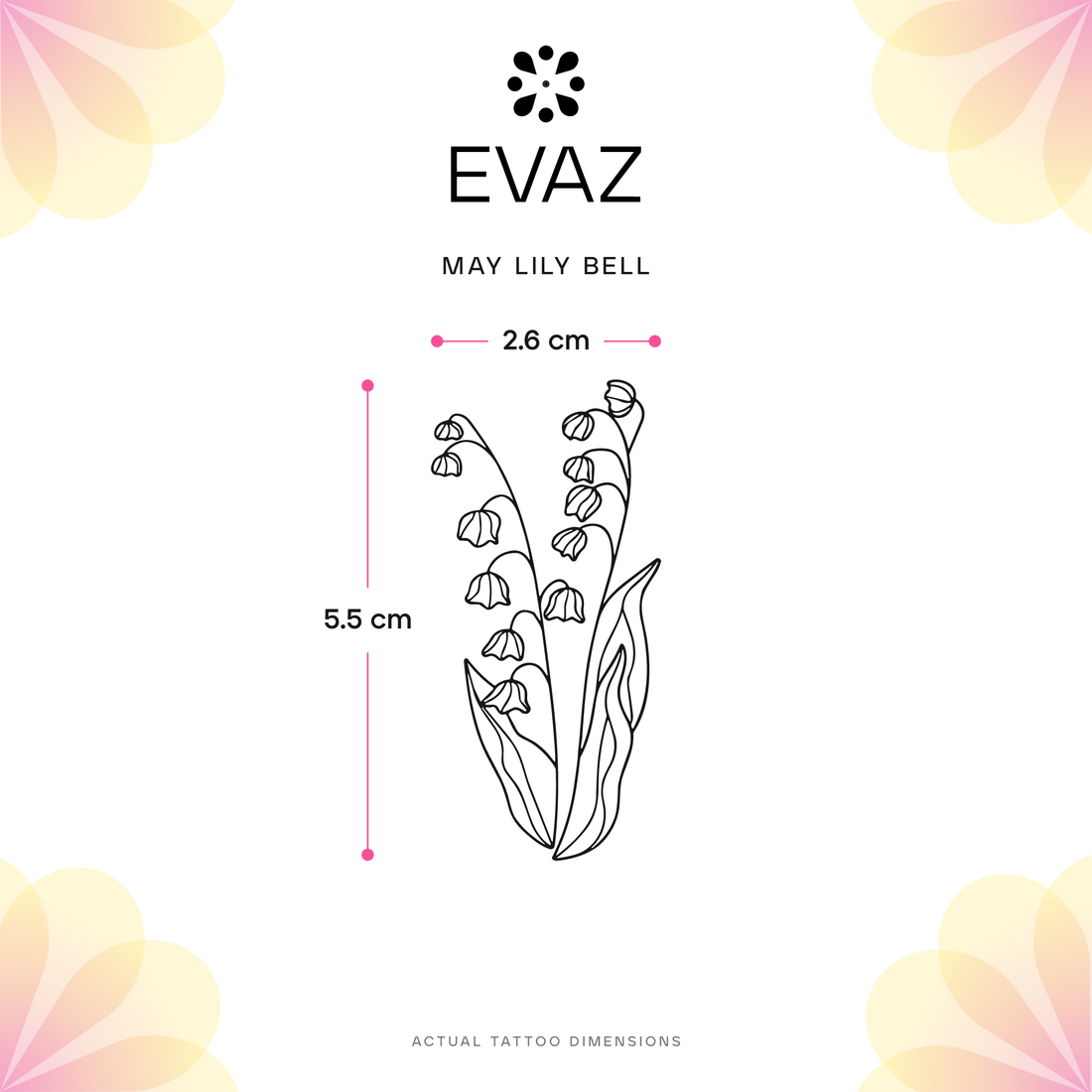 May Lily Bell Tattoo - size-guide