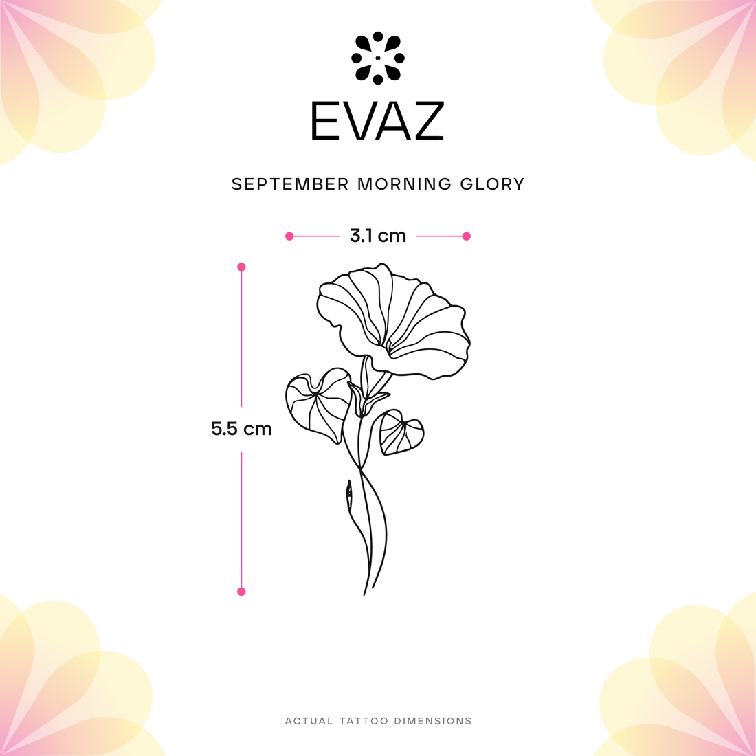September Morning Glory Tattoo - size-guide