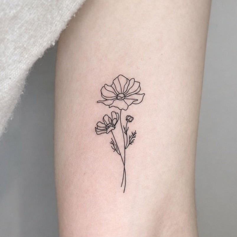 October Cosmos Bloom Tattoo
