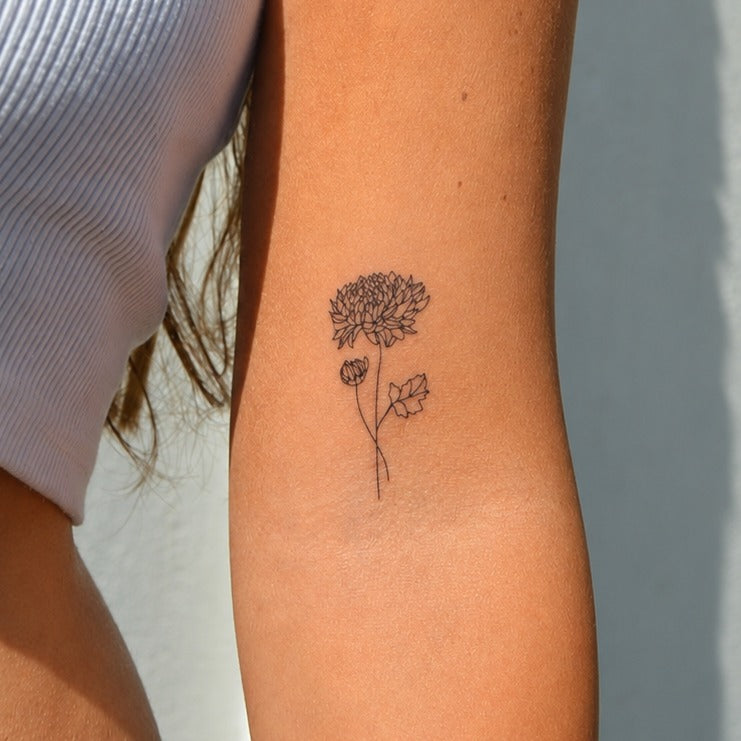 November Chrysanthemum Grace Tattoo