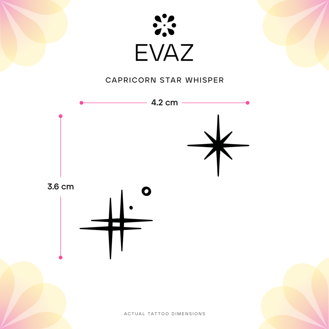 Capricorn Star Whisper Tattoo - size-guide