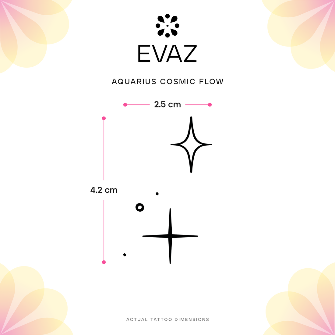 Aquarius Cosmic Flow Tattoo - size-guide