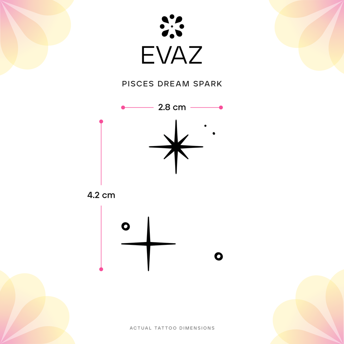 Pisces Dream Spark Tattoo - size-guide