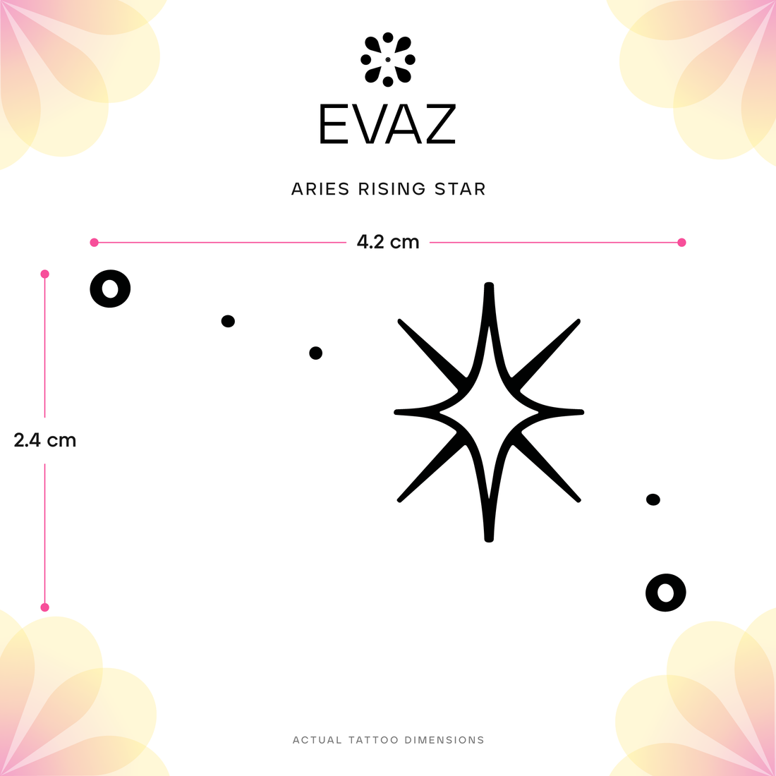 Aries Rising Star Tattoo - size-guide