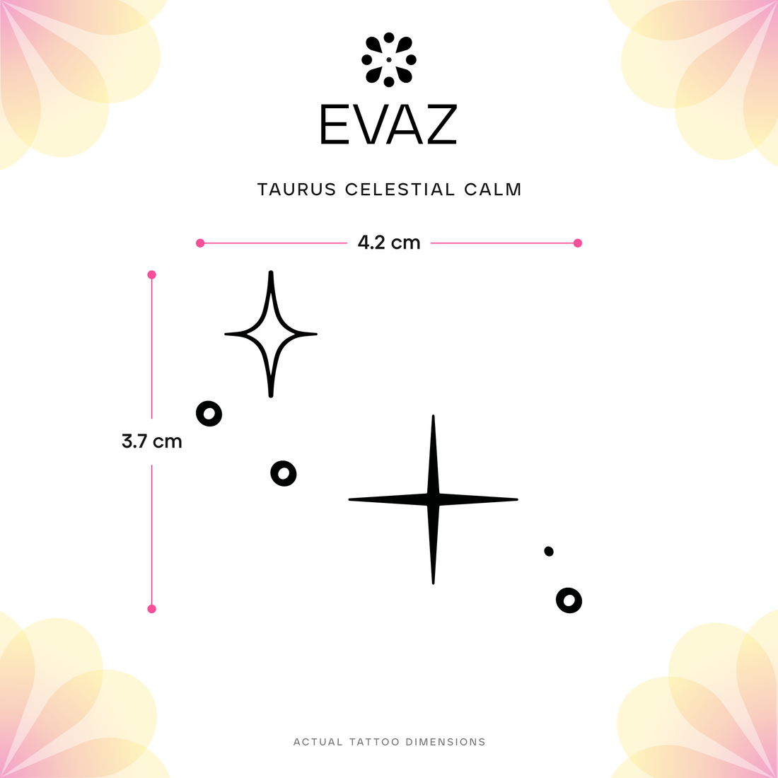 Taurus Celestial Calm Tattoo - size-guide