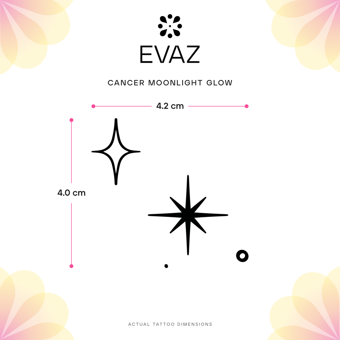 Cancer Moonlight Glow Tattoo - size-guide