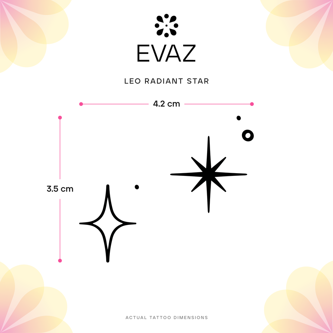 Leo Radiant Star Tattoo - size-guide