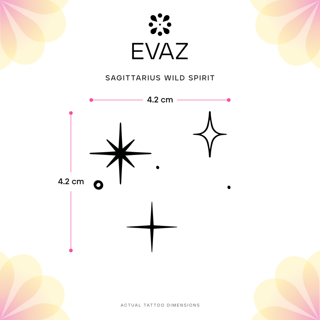 Sagittarius Wild Spirit Tattoo - size-guide