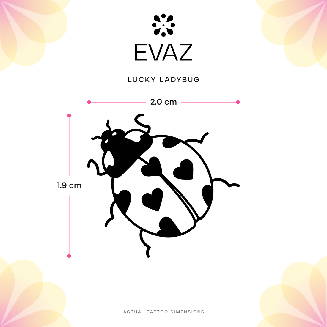 Lucky Ladybug Tattoo - size-guide