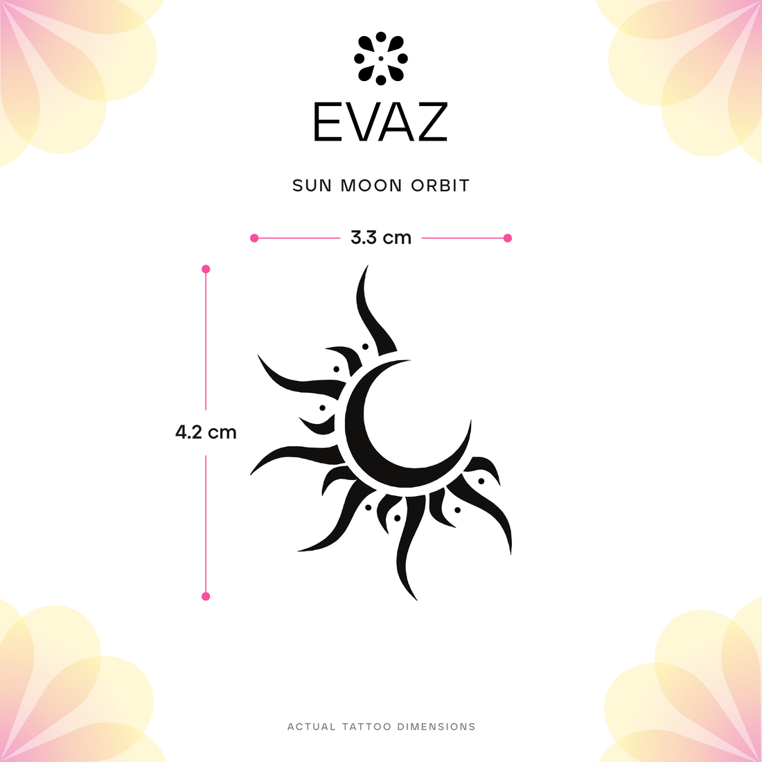 Sun Moon Orbit Tattoo - size-guide
