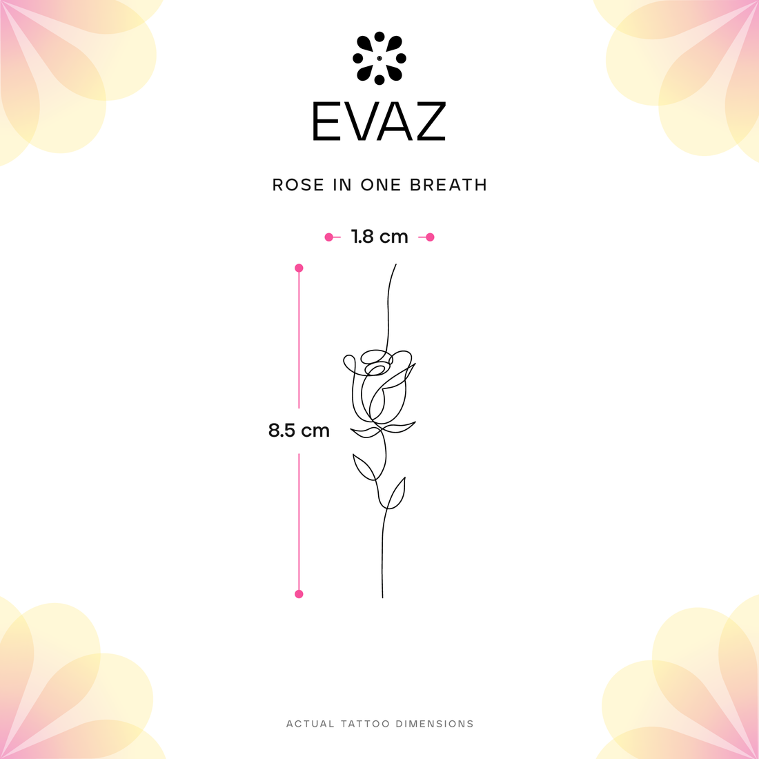 Rose in One Breath Tattoo - size-guide