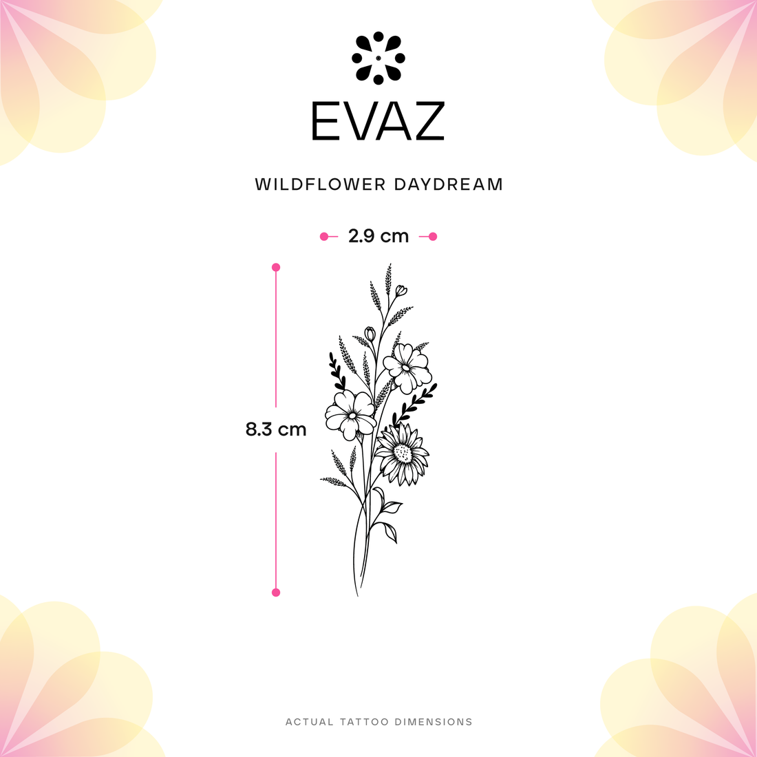 Wildflower Daydream Tattoo - size-guide