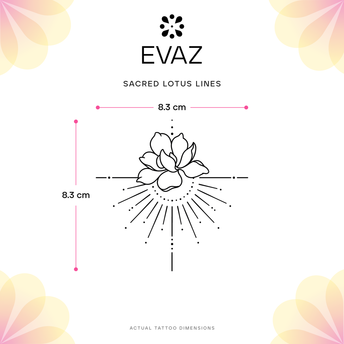 Sacred Lotus Lines Tattoo - size-guide