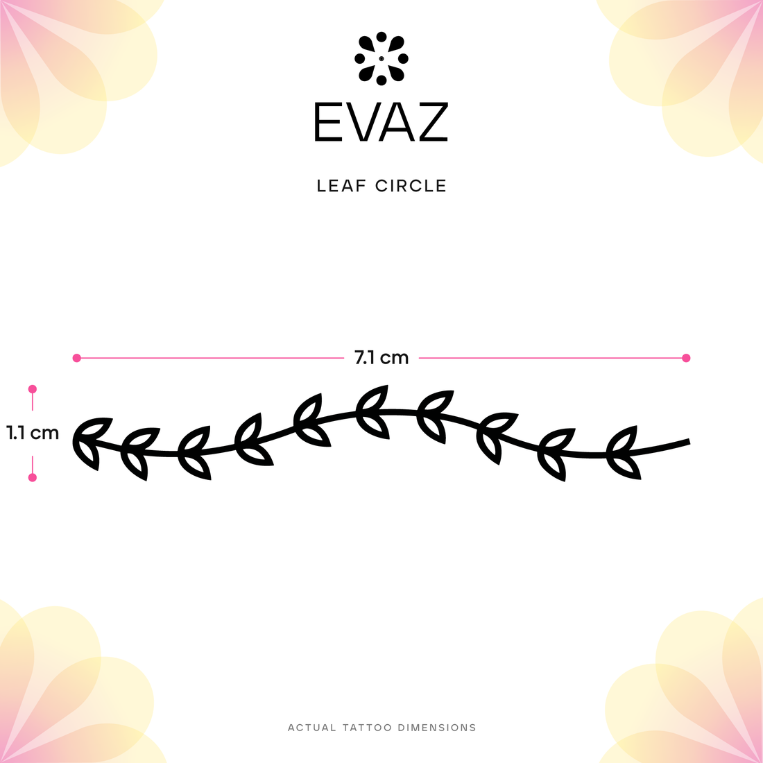 Leaf Circle Tattoo - size-guide