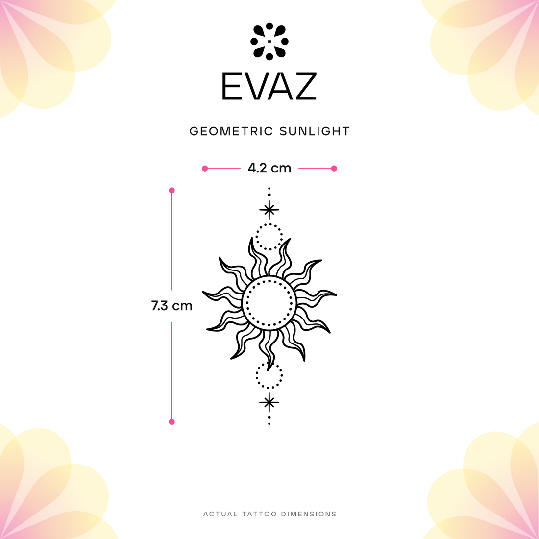 Geometric Sunlight Tattoo - size-guide