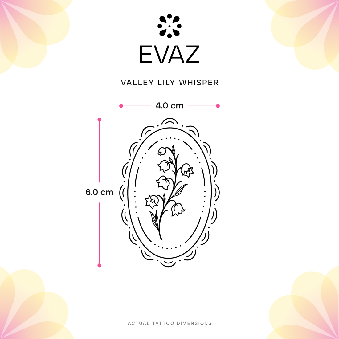 Valley Lily Whisper Tattoo - size-guide