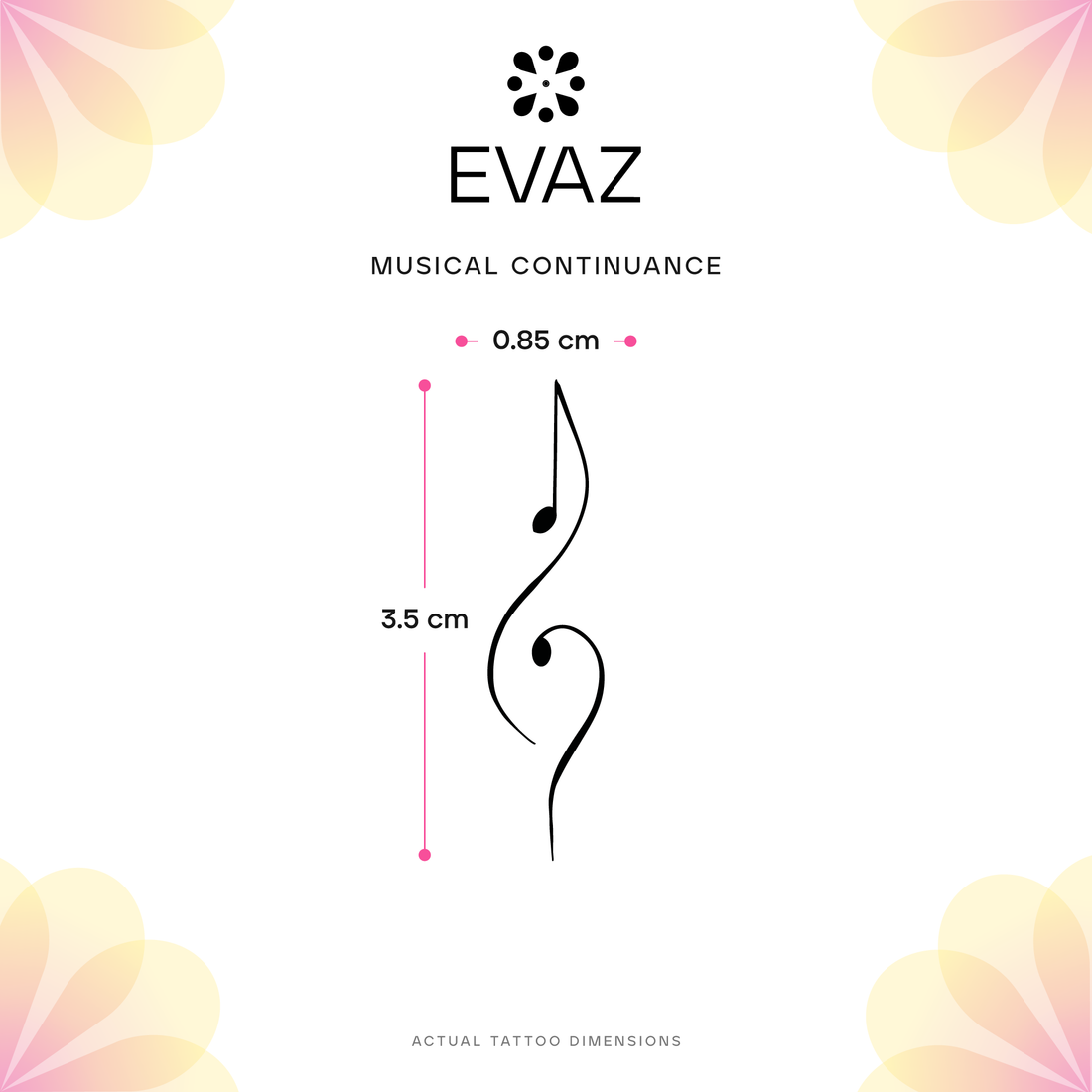Musical Continuance Tattoo - size-guide