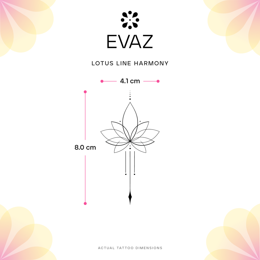 Lotus Line Harmony Tattoo - size-guide