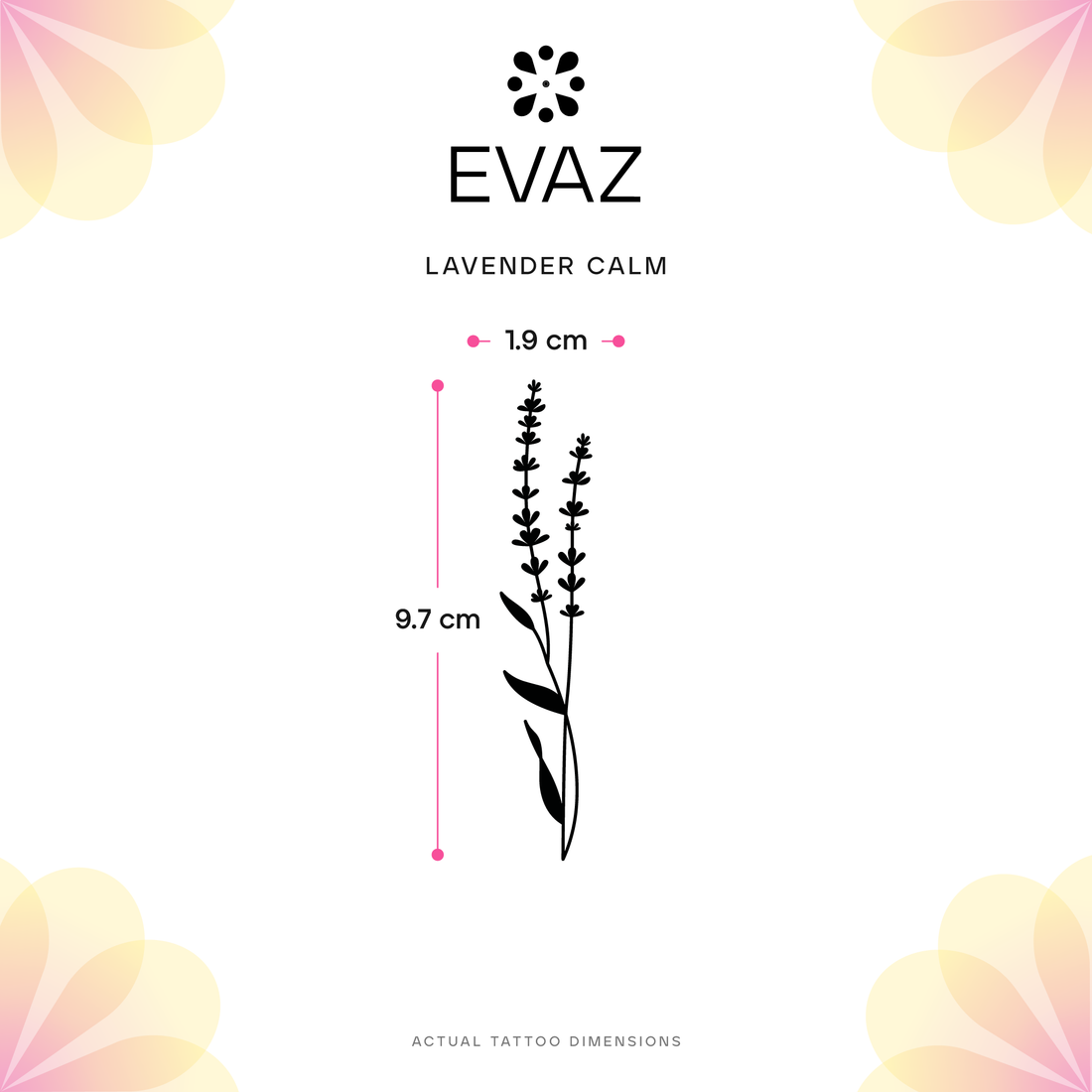Lavender Calm Tattoo - size-guide