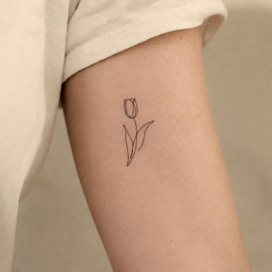 Tulip in One Line Tattoo