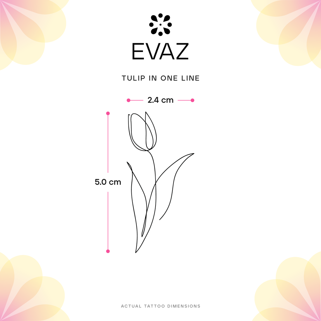 Tulip in One Line Tattoo - size-guide