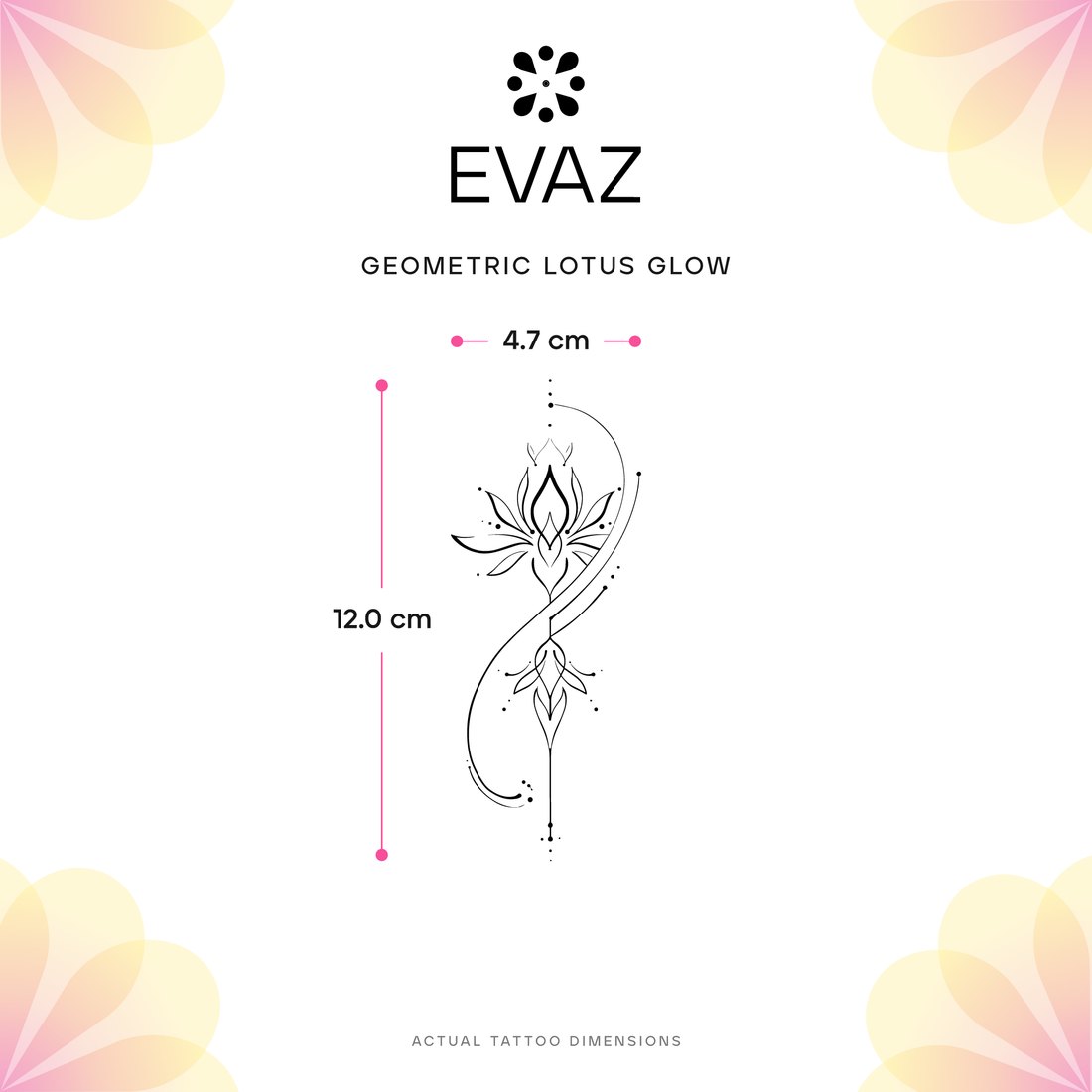Geometric Lotus Glow Tattoo - size-guide