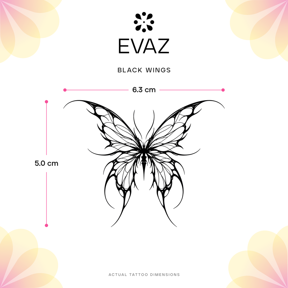 Black Wings Tattoo - size-guide
