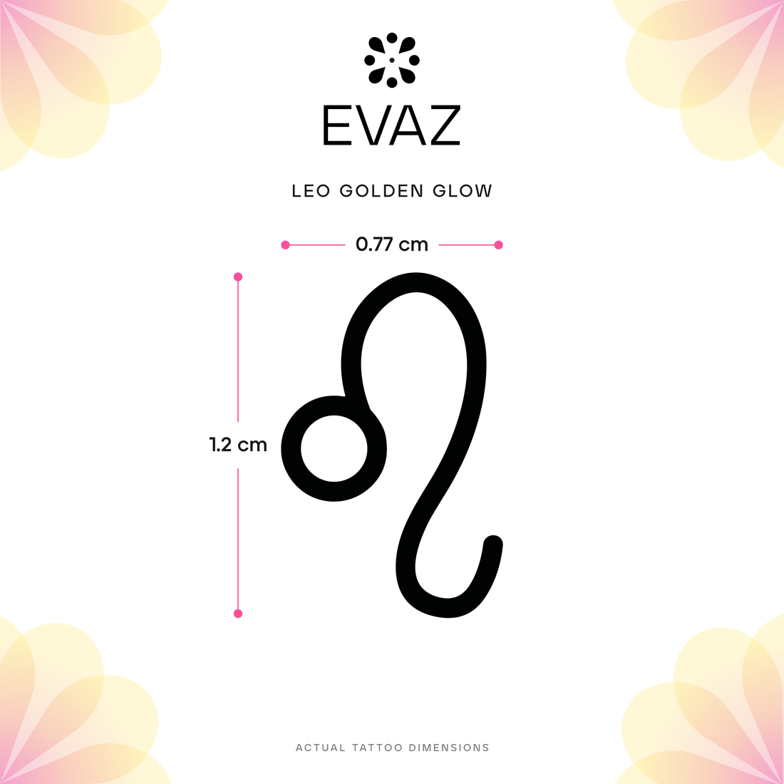Leo Golden Glow Tattoo - size-guide